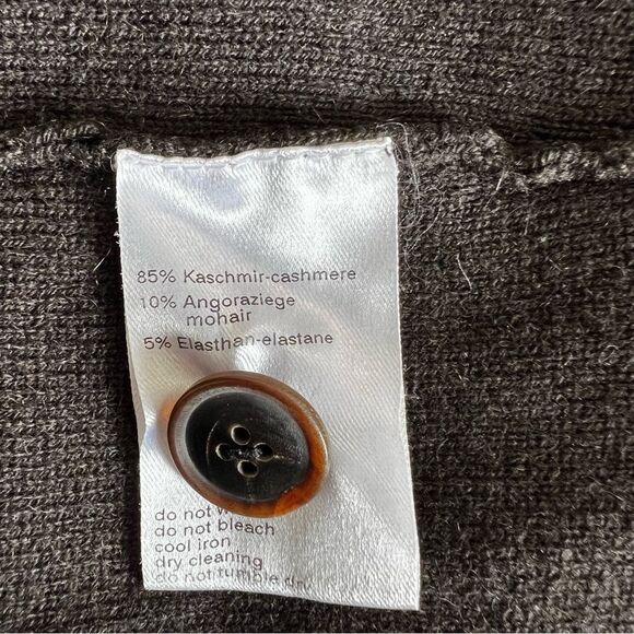 Akris Cashmere Angora Brown Cardigan Jacket Coatigan Sweater Size 8 Quiet Luxury - Picture 9 of 10
